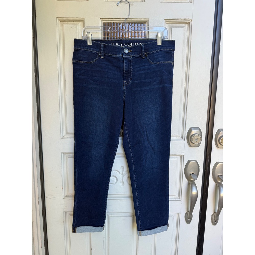 Juicy Couture‎ Dark Wash Denim Capris Women's Size 12 Cropped Jeans Casual